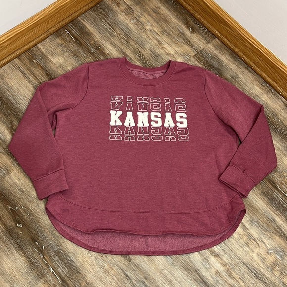 State of Mine Womens Kansas Graphic Sweatshirt Crewneck in Burgundy Ivory  XXL - Picture 7 of 12